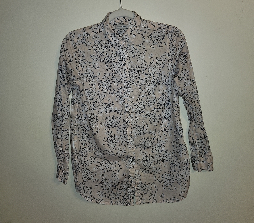 Calvin Klein Jeans Black and Cream Floral Women's Shirt